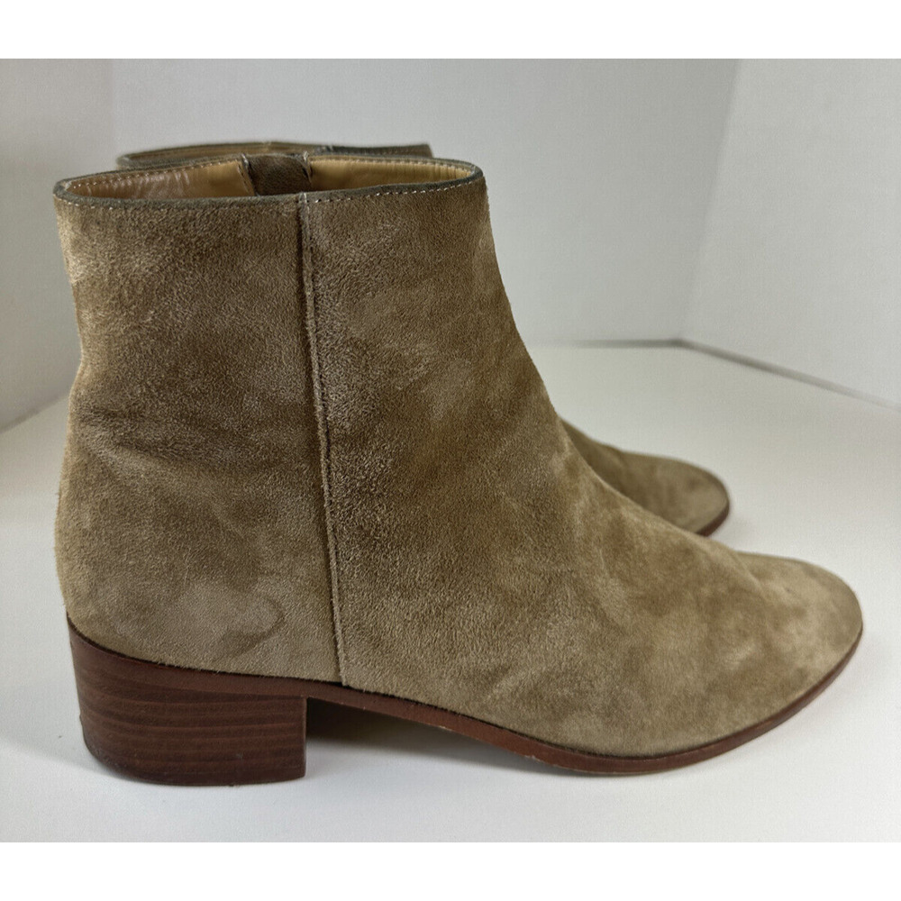 J. Crew Walker Suede Tan Booties Side Zip Ankle Boots AA520 Women's Shoe Size 10 - Picture 11 of 11